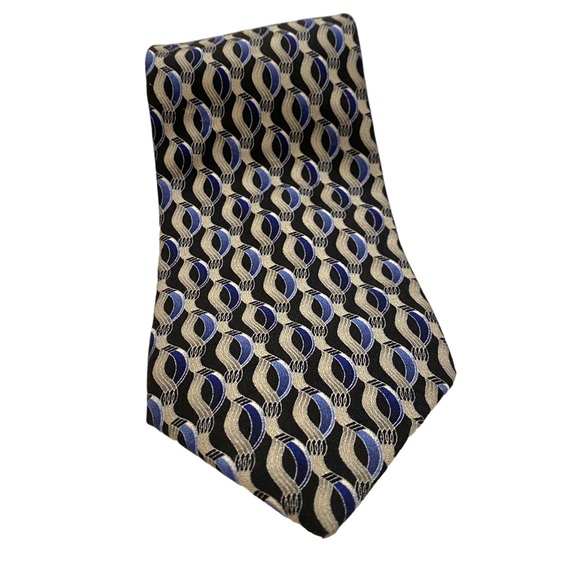 100% Silk Tie by Carlo Palazzi - Blue and Gray Design - Picture 4 of 11